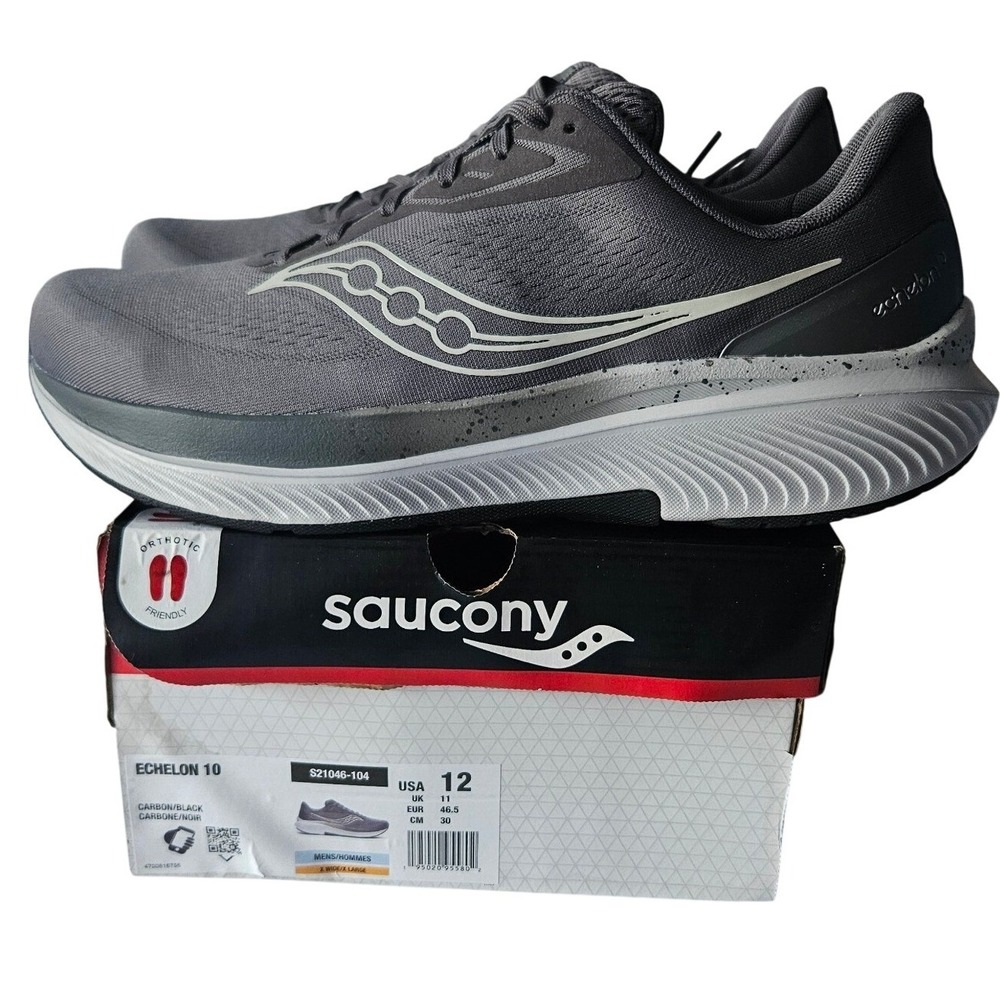 Saucony Echelon 10 Mens 12 X-Wide Running Shoes Carbon Black S21046-104 NIB
